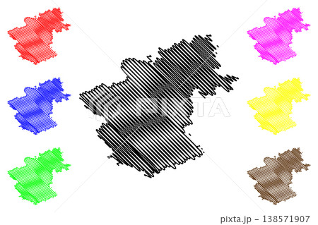 Zwettl district (Republic of Austria or Osterreich, Lower Austria or Niederosterreich state) map vector illustration, scribble sketch Bezirk Zwettl map 138571907