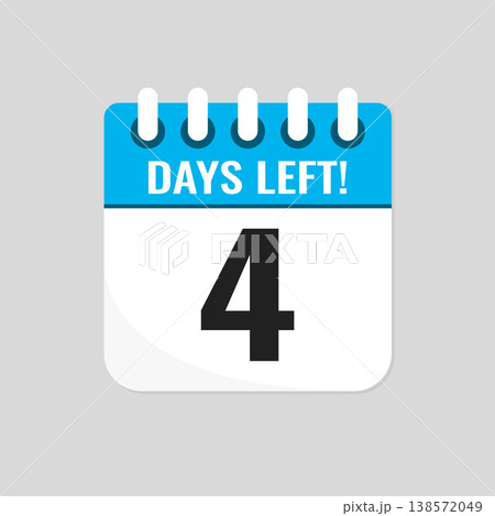 Countdown daily page calendar icon - 4 days left Countdown daily page calendar icon - 4 days left 138572049