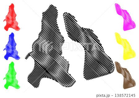 Elobey Grande and Elobey Chico island (Republic of Equatorial Guinea) map vector illustration, scribble scribble sketch Great Elobey and Little Elobey map 138572145