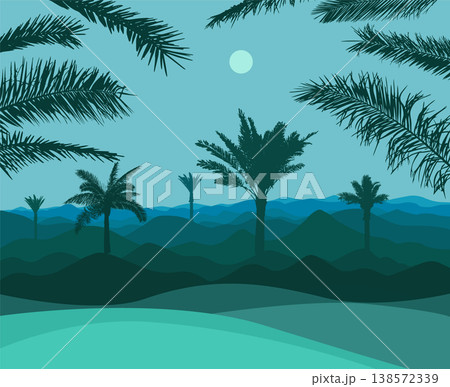 Landscape of mountains and palm trees. hand drawing. Not AI Vector Landscape of mountains and palm trees. hand drawing. Not AI Vector 138572339