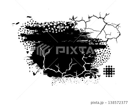 Splatter Paint Texture with cracks, dots, and halftone. Black Spray Blot of Ink. Place illustration Over any Object to Create Grungy Effect . hand drawn. Not AI, Vector Splatter Paint Texture with cracks, dots, and halftone. Black Spray Blot of Ink. Place illustration Over any Object to Create Grungy Effect . hand drawn. Not AI, Vector 138572377
