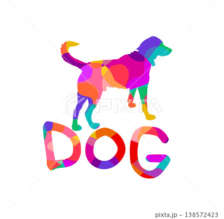Object colored dog abstract logo. Simple design. Contemporary logo icon Hand drawn. Not AI, vector illustration. 138572423