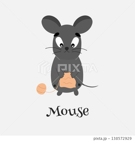 Vector illustration of a little mouse that is knitting. Vector illustration of a little mouse that is knitting. 138572929