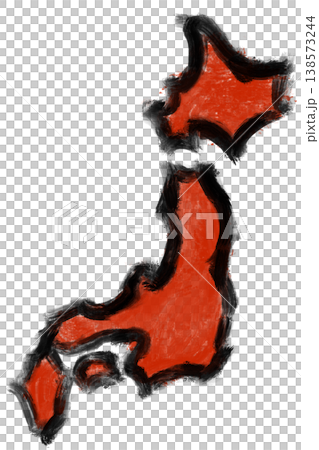 筆描き風の日本列島のイラスト 手描き風 背景透過PNG (バリエーション1) 筆描き風の日本列島のイラスト 手描き風 背景透過PNG (バリエーション1) 138573244