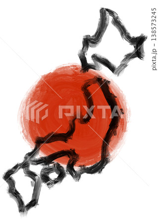 筆描き風の日本列島のイラスト　手描き風　背景透過PNG （バリエーション2） 138573245