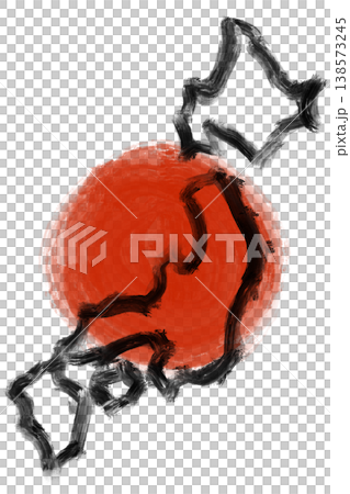 筆描き風の日本列島のイラスト　手描き風　背景透過PNG （バリエーション2） 138573245