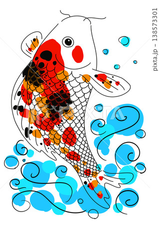 シンプルな鯉のイラスト　背景透過PNG 138573301