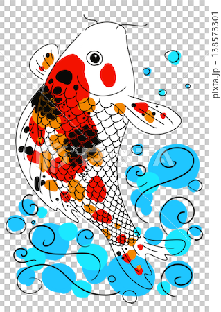 シンプルな鯉のイラスト　背景透過PNG 138573301