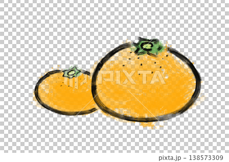 筆描き風のみかんのイラスト　手描き風　背景透過PNG 138573309