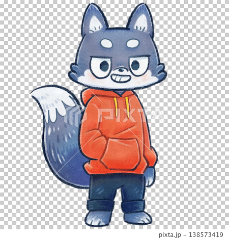 オオカミのデフォルメ全身ラスターイラスト オオカミのデフォルメ全身ラスターイラスト 138573419
