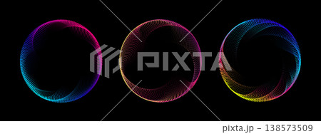 Abstract circular waves dots with neon gradient rings create dynamic tech visualization with radial lines flowing through vibrant rainbow spectrum and glowing geometric forms Abstract circular waves dots with neon gradient rings create dynamic tech visualization with radial lines flowing through vibrant rainbow spectrum and glowing geometric forms 138573509