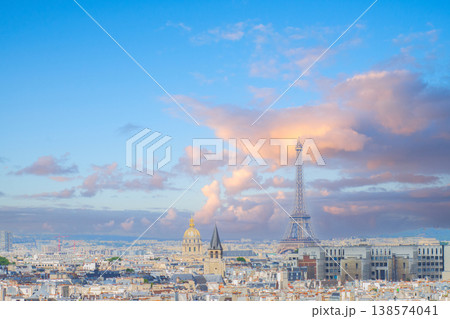 skyline of Paris with eiffel tower skyline of Paris with eiffel tower 138574041