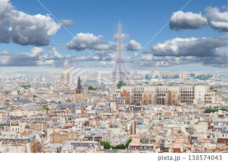 skyline of Paris with eiffel tower skyline of Paris with eiffel tower 138574043