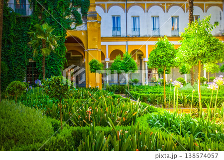 garden in Casa de Pilatos, Seville, Spain garden in Casa de Pilatos, Seville, Spain 138574057