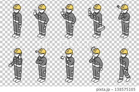 Isometric illustrations: Workers in various poses Isometric illustrations: Workers in various poses 138575105