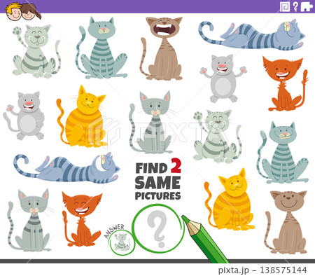 find two same cartoon cats and kittens characters activity puzzle 138575144