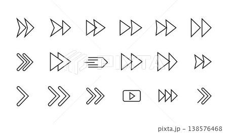 Black flat vector arrow icon set with various directions and styles, isolated on a white background. 138576468