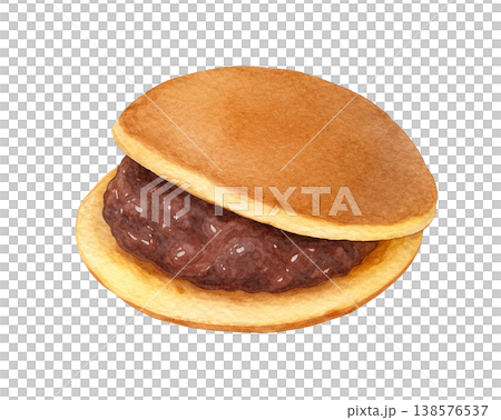 銅鑼燒水彩插圖，日式點心材料 138576537