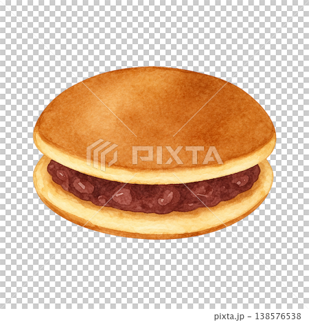 銅鑼燒水彩插圖，日式點心材料 138576538