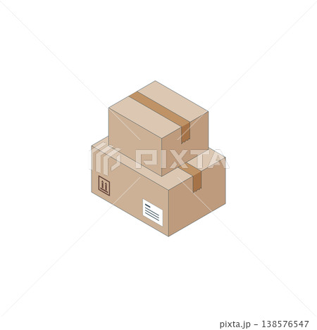ダンボール箱のアイソメトリックイラスト(配送・引越し・荷物) ダンボール箱のアイソメトリックイラスト(配送・引越し・荷物) 138576547