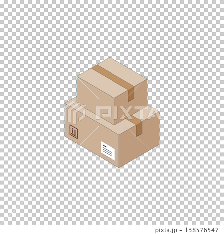 ダンボール箱のアイソメトリックイラスト(配送・引越し・荷物) ダンボール箱のアイソメトリックイラスト(配送・引越し・荷物) 138576547