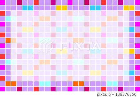 幾何学模様　フレーム　ホワイトスペース　四角形　パープル　ピンク　オレンジ色 138576550