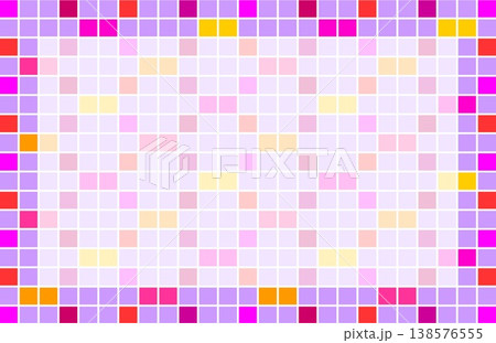 幾何学模様　フレーム　ホワイトスペース　四角形　パープル　ピンク　オレンジ色 138576555