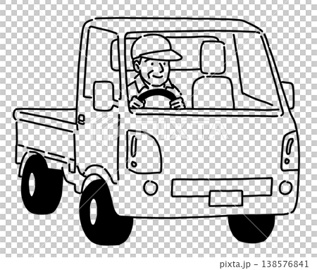 An illustration of an elderly man driving a light truck. An illustration of an elderly man driving a light truck. 138576841