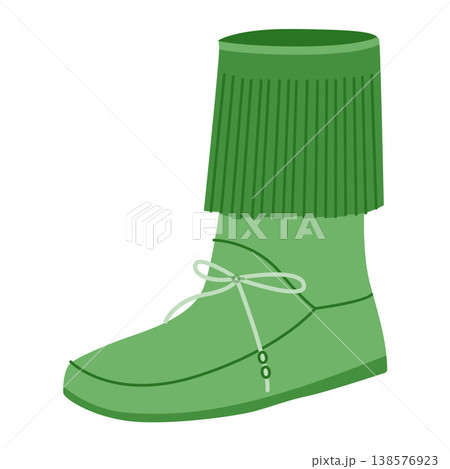 Green lace-up fringed ankle boot women flat pair. Fringe trim with side lacing for festival moment, ethnic style. 138576923