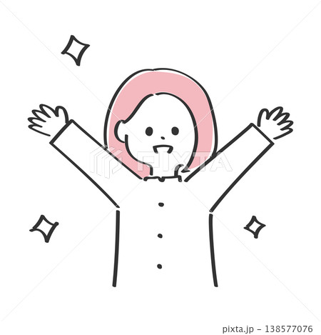 笑顔でバンザイをする若い女性|シンプルで使いやすい挿絵用イラスト 笑顔でバンザイをする若い女性|シンプルで使いやすい挿絵用イラスト 138577076