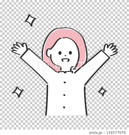 笑顔でバンザイをする若い女性|シンプルで使いやすい挿絵用イラスト 笑顔でバンザイをする若い女性|シンプルで使いやすい挿絵用イラスト 138577076