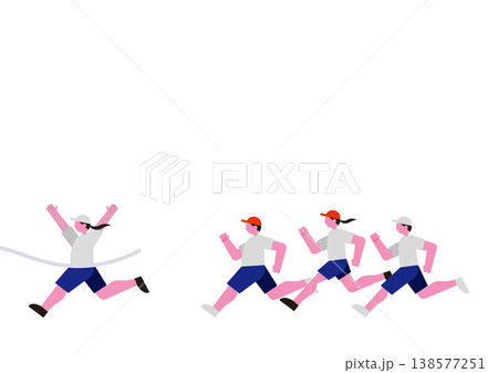 運動会のリレーで競う人々のベクターイラスト素材セット1 138577251