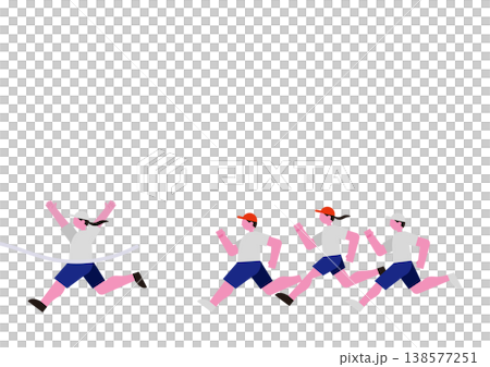 運動会のリレーで競う人々のベクターイラスト素材セット1 138577251