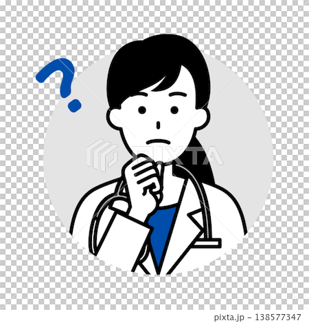 女性医師のアイコン（考える） 138577347