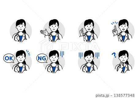 女性医師のアイコンセット 138577348