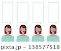 女性オペレーターの吹き出しと表情セットのベクターイラスト素材（泣く・困る） 138577518