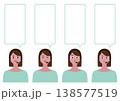 女性オペレーターの吹き出しと表情セットのベクターイラスト素材（笑顔・驚く） 138577519