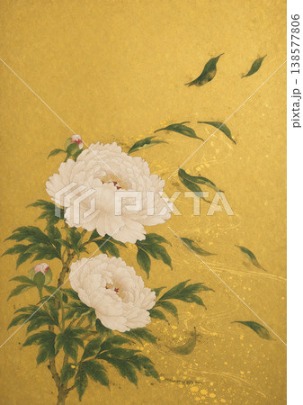 金色の風に揺れる芍薬 138577806