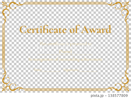 Navy x Gold Certificate/Award Template | Decorative Frame High-Quality Vector Material 138577809