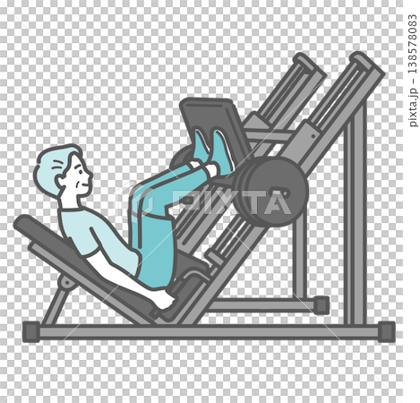 笑顔でレッグプレスマシンを使うシニア男性のイラスト 笑顔でレッグプレスマシンを使うシニア男性のイラスト 138578083