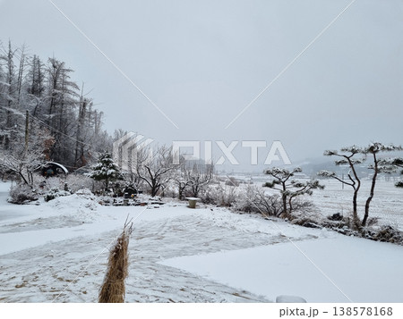 It's a snowy winter landscape 138578168