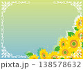 背景素材＜花フレーム・ひまわり・向日葵・飾り枠・飾り罫・横位置＞ 138578632