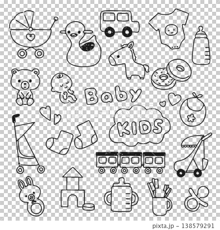 Illustration of baby products Illustration of baby products 138579291