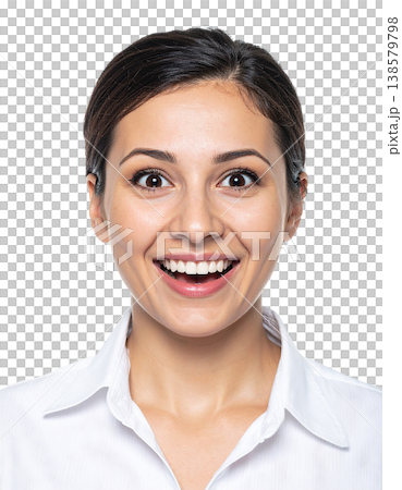 歐洲女人，獨自一人，辦公室職員，肖像，白色背景，臉部焦點，清晰 138579798