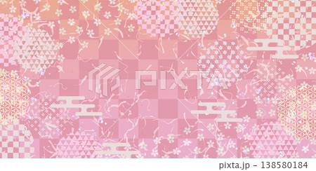 桜模様の和風パステルピンク背景素材 138580184