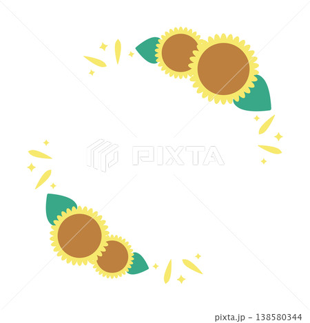 シンプルなひまわりと花びらのフレーム 138580344