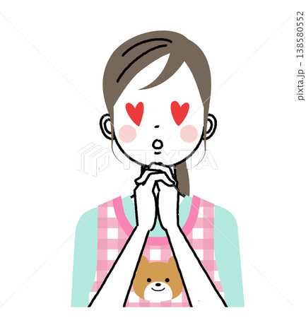 エプロンをつけた保育士のイラスト うっとりして目がハート エプロンをつけた保育士のイラスト うっとりして目がハート 138580552