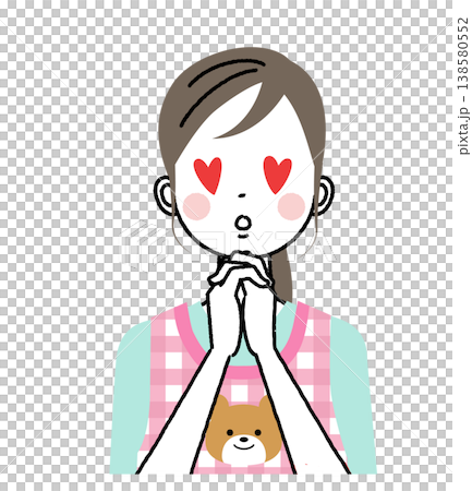 一幅幼兒園老師的插圖,她穿著圍裙,眼睛像心形。 一幅幼兒園老師的插圖,她穿著圍裙,眼睛像心形。 138580552