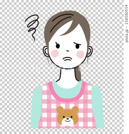 エプロンをつけた保育士のイラスト　モヤモヤ 138580554