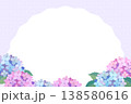 水彩風の紫陽花のイラスト ドット柄フレーム背景 メッセージカード 138580616
